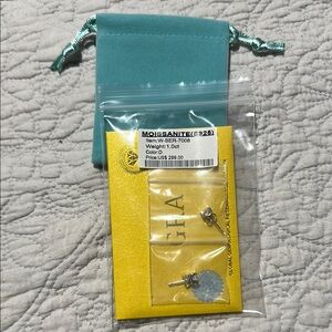 Moissanite Stud Earrings with Blue Pouch sterling silver